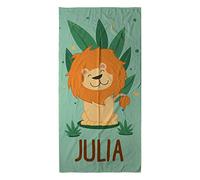 LolaPix Serviette de Piscine Bébé Personnalisée. Serviette de Plage. Cadeau Avec Prénom. Divers Designs et Tailles. Joyeux Lion