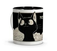 LolaPix Tasse cafe. Mug personnalisé avec nom. Tasse a cafe Jiji Cat style anime. Tasse chat. Mug original. Idée cadeau femme homme. Chat accesoire. Tasse en céramique 330ml. Tasse noir