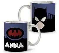 LolaPix Tasse de Super-héros personnalisée avec nom. Cadeau Geek. Divers modèles et Couleurs intérieures. Batwoman