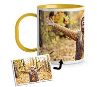 LolaPix Tasse en plastique personnalisée. Tasse pour enfants avec photo. Tasse personnalisée sans BPA ni Bisphénol-A. INTÉRIEUR ET ANSE JAUNES