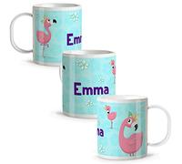 LolaPix Tasse Flamant Rose Personnalisée au Prénom. Rentrée Scolaire Fille Garçon. Plastique. Divers modèles. Flamant Rose