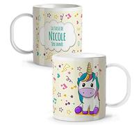 LolaPix Tasse Licorne Personnalisée au Prénom. Rentrée Scolaire Fille Garçon. Plastique. Divers modèles. Licorne