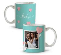 LolaPix Tasse Personnalisé Photo. Cadeux Amoreux Personnalisés. Tasses Saint Valentin avec intérieur couleur. Tasse Personnalisé en Ceramique. Love Pastel