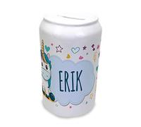 LolaPix Tirelire Licorne Personalisée avec Prenom. Divers Dessins d'enfants. Cadeaux pour Enfants. Céramique de Haute Qualité. Bouchon Inférieur. Licorne Bleu