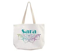 LolaPix Tote Bag Mandala Personnalisé avec Prénom/Texte. Cadeaux Personnalisés. Tissu de Type Canvas. Divers Modèles à Choisir. 40x33cm. Mandala