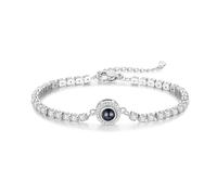 LoLaTide Bracelet Photo Personnalisé Femme Bracelet Photo Projection Cadeaux Personnalisés pour Noël Saint-Valentin Anniversaire (argent)