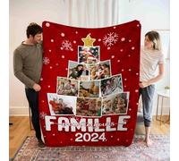 LoLaTide Personalizzata Coperta Con Foto Nome Natale Plaid Personalizzato Regalo per Natale Anno Nuovo Coperta per Mamma Papà Famiglia (150 * 200CM)