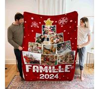 LoLaTide Personalizzata Coperta Con Foto Nome Natale Plaid Personalizzato Regalo per Natale Anno Nuovo Coperta per Mamma Papà Famiglia (100 * 150CM)