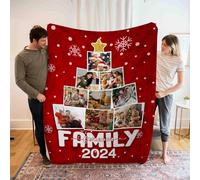 LoLaTide Personalizzata Coperta Con Foto Nome Natale Plaid Personalizzato Regalo per Natale Anno Nuovo Coperta per Mamma Papà Famiglia (70 * 100CM)