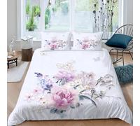 LOLEIA Housse de Couette 140x200 Fleur avec Fermeture Éclai Parure de Lit 1 Personnes 3 Pièces Douce Respirante Microfibre Violet 3D avec 2 Taies d'oreiller Enfants Ado