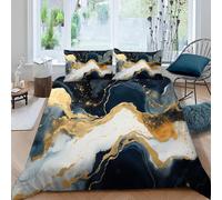 LOLEIA Housse de Couette 220x240 3 Pièces Bleu Or 3D Parure de Lit 2 Personnes Douce Respirante Microfibre avec Fermeture Éclai Élégant Moderne avec 2 Taies d'oreiller Adulte Ado