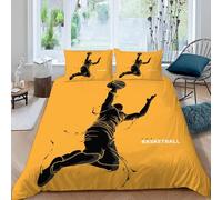 LOLEIA Parure de Lit 2 Personnes 200x200 Basket-Ball Housse de Couette 3 Pièces Douce Respirante Microfibre Slam Dunk Motif avec Fermeture Éclai avec 2 Taies d'oreiller Adulte Ado