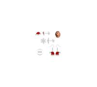 LOLIAS 3 Paires Boucle d'Oreille Noel Femme 925 Agrent Boucles d'Oreilles Noel Flocon Ceige Chapeau de Noël Boucle d'Oreille Noël Bijoux Noel Femme