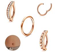 LOLIAS 3PCS 14G Clicker Piercing Nombril Anneau pour Femmes Piercing au Nombril Acier Chirurgical 10/12MM Piercing Ventre Anneaux Bijoux