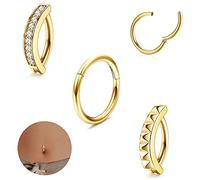 LOLIAS 3PCS 14G Clicker Piercing Nombril Anneau pour Femmes Piercing au Nombril Acier Chirurgical 10/12MM Piercing Ventre Anneaux Bijoux