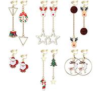 LOLIAS 6 Paires de Boucles D'oreilles à Clips pour Femmes Elk Bell Star Candy Boucles D'oreilles Asymétriques