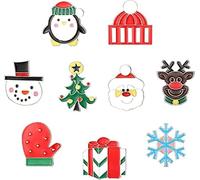 LOLIAS 9Pcs Enamel Pin for Women Teens Cute Cartoon Christmas Tree Snowman Elk Santa Brooch Pins Badges for Bags Clothes Caps Christmas Brooches Set