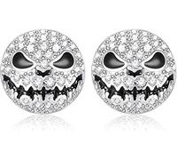 LOLIAS Boucles d'Oreilles Argent Sterling 925 Skull Halloween Tête de Mort L'étrange Noël Monsieur Gothiques Bijoux Charm Horreur Cristal