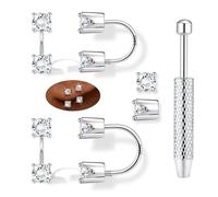 LOLIAS Boucles d'oreilles Demi-Cerceau Argent Sterling 925 pour Femmes Plaqué Or 14 Carats Huggie Forme U Anneau Nez Fer à Cheval Piercing Bijoux Boule Coeur CZ Cartilage Hélice à Vis