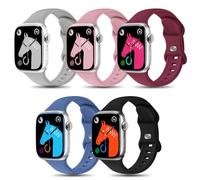 Lolileo 5 Pièces Bracelet en Silicone Compatible Avec Bracelet Apple Watch 38mm 40mm 41mm Femme Homme,Sport Bracelet Compatible Avec Iwatch Se Series 10 9 8 7 6 5 4 3 2 1