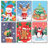 Lolipony Peinture Numero Enfant Adulte Noël 6 Pcs,Peinture par Numero inclure Pinceaux(Sans Cadre 15x20cm)