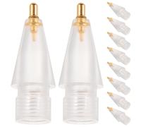 LOLIPPYY 10 Pièces Lot de 10 Pointes de Stylet de Rechange Transparentes et Dorées Compatibles avec Stylet 1re et 2e Génération, Embouts Métalliques Capacitifs Universels pour Tablettes