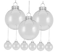 LOLIPPYY 12 Pièces Ornaments De Boule De Noël Brillant Arbre De Noël Décorer Papa Décorations De Noir Lumières Orbe Joyeux Flocage Ultra Dirigé Globe Transparent