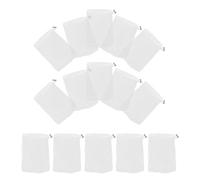 LOLIPPYY 15 Pièces Lot de 15 Pochettes à Savonnette de Bain en Maille Blanche Cordon de Serrage Réglable et Verrouillage Sécurisé, Paquet Exfoliants Moussé, Voyage et Soins Peau