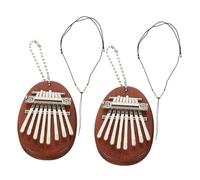 LOLIPPYY 2 Ensembles Mini Kalimba Touches Bois Sapele Piano à Pouce Portable Forme de Goutte Eau avec Chaîne et Cordon Instrument Musical Compact pour Garçon Fille et Débutants