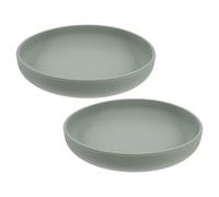 LOLIPPYY 2 Pièces Assiette Silicone Antidéversement avec Ventouse Plateau Divisé Stable pour Seniors et Personnes Handicapées Protection Renforcée Anti-débordement Lot de Vert Gris