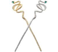 LOLIPPYY 2 pièces Baguettes Cheveux Chinoises Vintage Alliage avec Pierres Gemmes Épingles Décoratives pour Chignons Accessoires Cosplay Élégants pour Femmes Lot de Bâtons Or et Argent