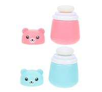 LOLIPPYY 2 pièces Boîte à Poudre pour Ours Lot Houppette Étui Anti-fuite pour Poudre Corporelle Pratique Nés et Voyages Rose et Bleu
