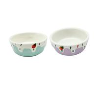 LOLIPPYY 2 pièces Bol en céramique pour Petit Animal Bol d'alimentation Facile à Nettoyer Adapté pour Hamster Lapin Chinchilla et Petits Chiens 2pcs Violet + Bleu