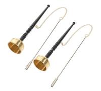 LOLIPPYY 2 pièces Cloches de Percussion Bouddhistes Traditionnelles avec Poignée Bois et Puissant Accessoires pour Temple et Méditation Lot