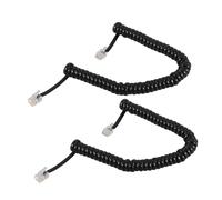 LOLIPPYY 2 Pièces Cordon Téléphonique Spiralé Noir Câble Flexible pour Combiné Fixe Installation Facile Compatible Lignes Fixes sans Bruit Coupure Ajustable