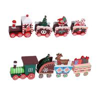 LOLIPPYY 2 Pièces Décorations pour Noël Petits Trains Décoratifs Rouges et Verts Ornements de Bureau et Vitrine pour Fête Idée Cadeau Festive Naturel