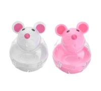 LOLIPPYY 2 pièces Distributeur Automatique de Croquettes Forme de Souris pour Chat Interactif Éducatif Fuite Lot de Blanc et Rouge Stimulateur Dactivité pour Animaux