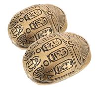 LOLIPPYY 2 pièces Figurine Scarabée Égyptien Résine Robuste avec Hiéroglyphes Détaillés Décoration de Bureau et Maison Symbolique de Protection et Renaissance