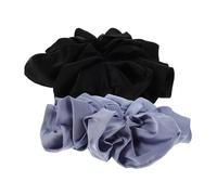 LOLIPPYY 2 Pièces Jumbo Hair Ties Oversize Satin pour Femmes et Filles Élastiques Doux et Résistants pour Queues de Cheval Style Ballet Pack de Noir Bleu