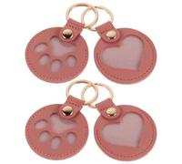 LOLIPPYY 2 Pièces Lot de 4 Porte-Clés en Cuir Rose Poudré pour Poils D’Animaux, Souvenir Commémoratif Patte de Chat et Cœur, Accessoire Compact et Solide pour Collection de Poils D’Animaux