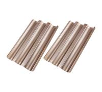 LOLIPPYY 2 pièces Moule à Baguette Rainures Acier Doré Plaque Antiadhésive pour Français Lot de Facile à Nettoyer et Réutilisable pour Cuisine et Boulangerie