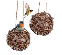 LOLIPPYY 2 Pièces Nichoirs Oiseaux Extérieur Matériel de Nidification pour Oiseaux Jouets à Mordre pour Perroquets Suspendus pour Jardin et Patio Accessoires Sûrs pour Attirer la