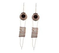 LOLIPPYY 2 Pièces Nichoirs Suspendus Enveloppe Naturelle de Noix avec Échelle Nichoirs Confortables et Durables pour Perruches Perroquets et Reptiles Maison de Nidification Pratique et