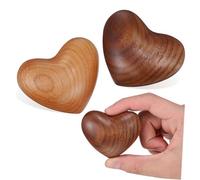 LOLIPPYY 2 pièces Ornement Bois Cœur Main de Décompression Noyer et Cerisier Décoration Cœur Bois Lisse Cadeau Spécial pour Homme et Femme Set