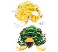 LOLIPPYY 2 pièces Ornement Tortue Verre Artistique Décoration Créative pour Maison Bureau Salon Petite Sculpture Artisanale Colorée