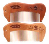 LOLIPPYY 2 pièces Peigne Bois de Pêche Grand Format Anti-statique pour Cheveux Bouclés Peigne Mouillé Forme de Petit Poisson Doux pour Chevelu Lot