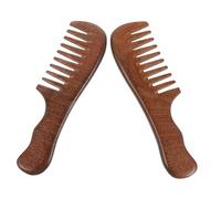 LOLIPPYY 2 Pièces Peigne large en bois de santal en soie dorée brosse à cheveux en bois peigne à cheveux bouclés Café