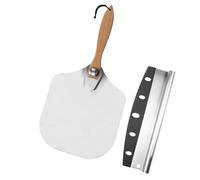 LOLIPPYY 2 pièces Pelle à Pizza Pliante Aluminium avec Manche Antichaleur Pelle à Transfert Polyvalente pour Pizza et Pâtisserie Lot Raclette Inox et Corde de Suspension