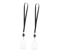 LOLIPPYY 2 pièces Porte-carte avec Cordon Tour de Cou Rigide Étui Badge Transparent pour Carte Identité Cartes de Crédit Lot de Vertical