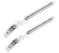 LOLIPPYY 2 Pièces Racleur Poils Porc Acier Inoxydable Grattoir Manuel Long Court pour Nettoyage Poils et Fuzz de Porc Boucherie et Ferme Outil et Portable